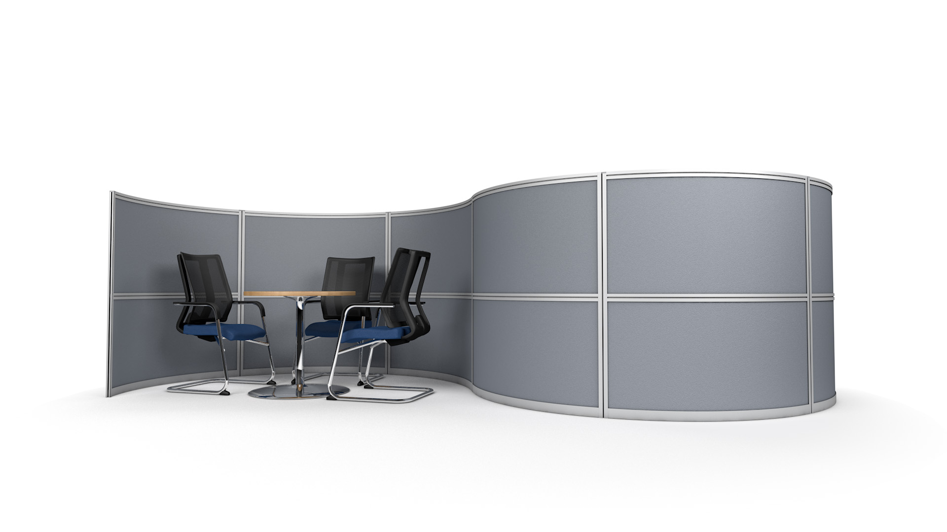 S-Shaped Office Screen Partition With Two Meeting Pods